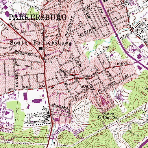 Topographic Map of Rayon School (historical), WV