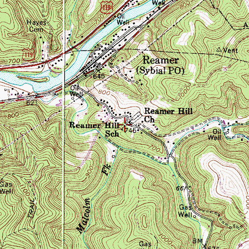 Topographic Map of Reamer Hill School (historical), WV
