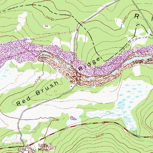 Topographic Map of Red Brush Ridge, WV