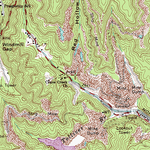 Topographic Map of Red Hollow, WV