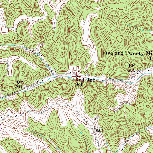 Topographic Map of Red Joe School (historical), WV