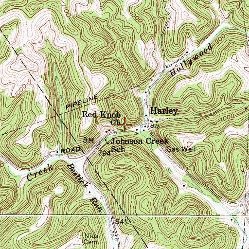 Topographic Map of Red Knob Church, WV