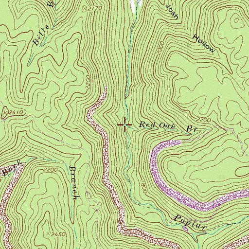 Topographic Map of Red Oak Branch, WV
