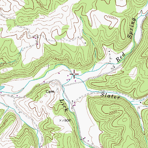 Topographic Map of Red Spring Branch, WV