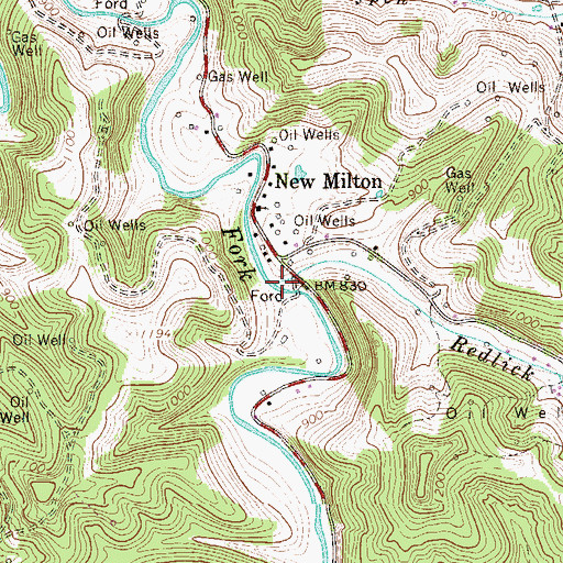Topographic Map of Redlick Run, WV