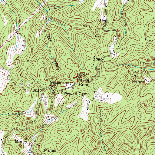 Topographic Map of Reed Cemetery, WV