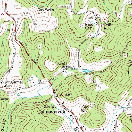 Topographic Map of Reed Church, WV