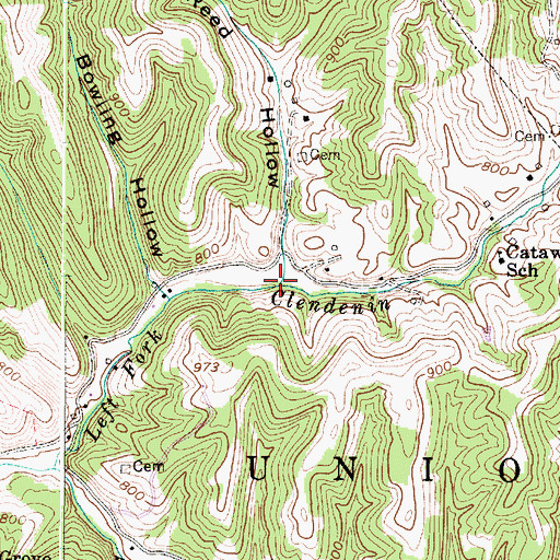 Topographic Map of Reed Hollow, WV