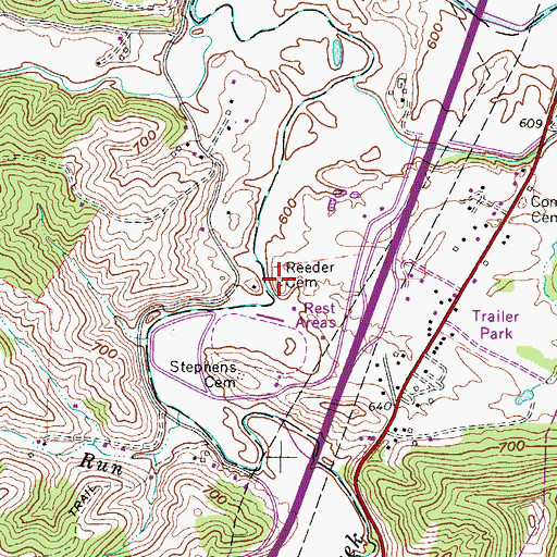 Topographic Map of Reeder Cemetery, WV