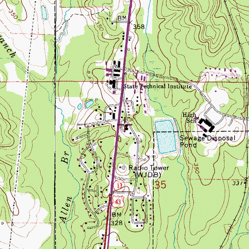 Topographic Map of Pineview Baptist Church, AL