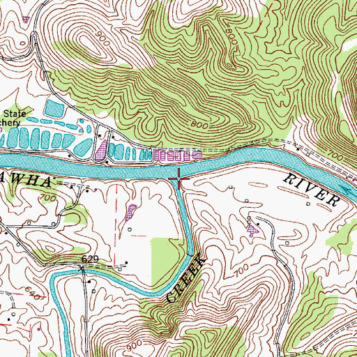 Topographic Map of Reedy Creek, WV
