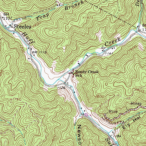 Topographic Map of Reedy Creek School (historical), WV