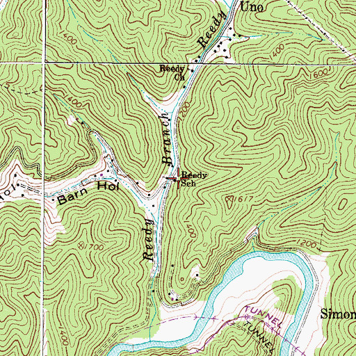 Topographic Map of Reedy School (historical), WV