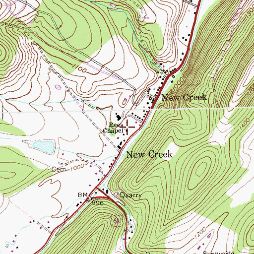 Topographic Map of Rees Chapel United Methodist Church, WV