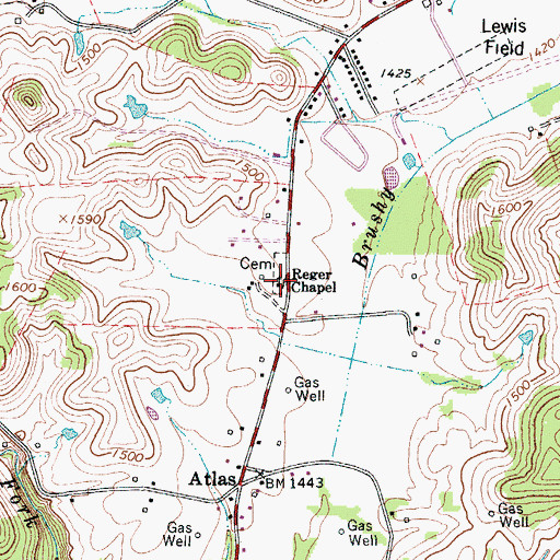 Topographic Map of Reger Chapel, WV