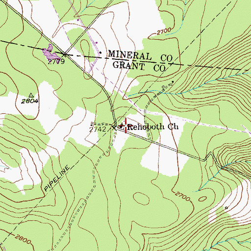 Topographic Map of Rehoboth Church, WV