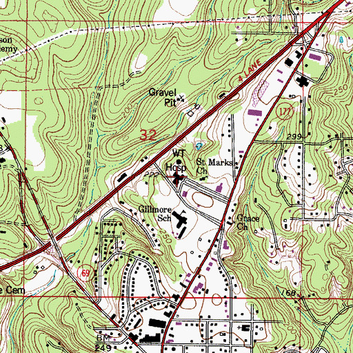 Topographic Map of Jackson Hospital, AL