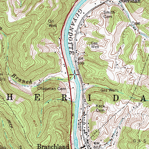Topographic Map of Reuben Branch, WV