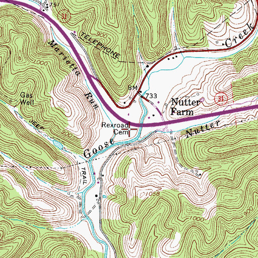 Topographic Map of Rexroach Cemetery, WV