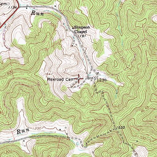 Topographic Map of Rexroad Cemetery, WV