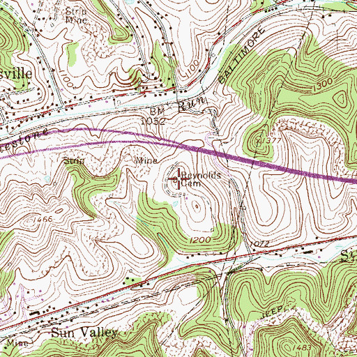 Topographic Map of Reynolds Cemetery, WV