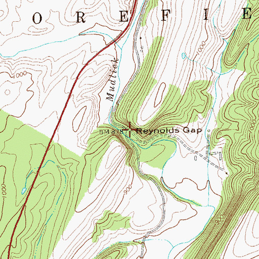 Topographic Map of Reynolds Gap, WV