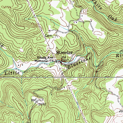 Topographic Map of Rhoda Ann Memorial Church, WV
