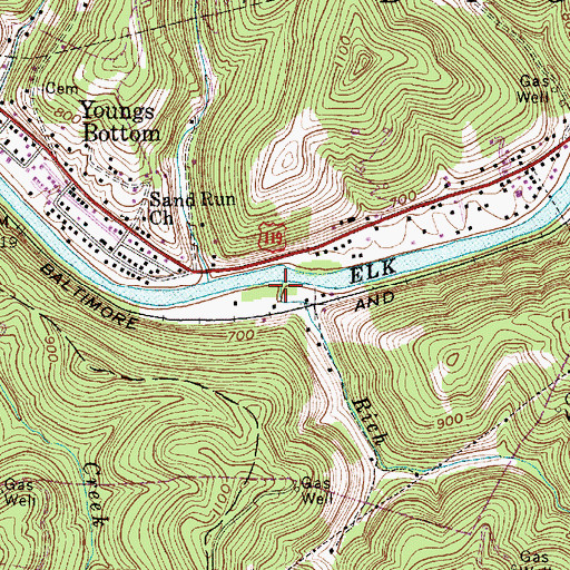 Topographic Map of Rich Creek, WV