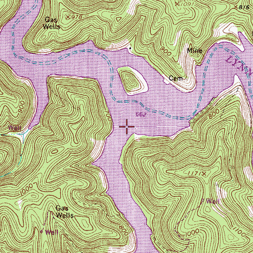Topographic Map of Rich Creek, WV