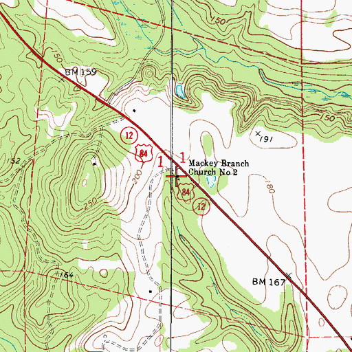 Topographic Map of Mackey Branch Church Number Two, AL
