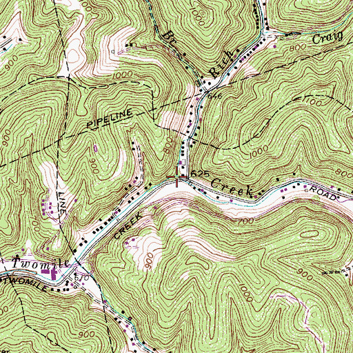 Topographic Map of Rich Fork, WV