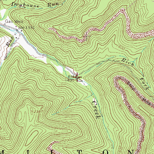 Topographic Map of Rich Fork, WV