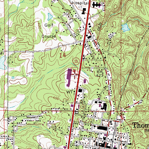 Topographic Map of Thomasville Mart Shopping Center, AL