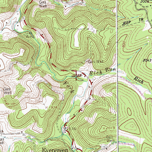 Topographic Map of Rich Run, WV