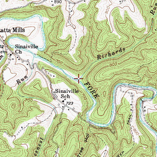 Topographic Map of Richards Run, WV