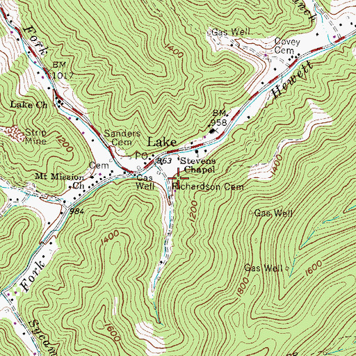 Topographic Map of Richardson Cemetery, WV