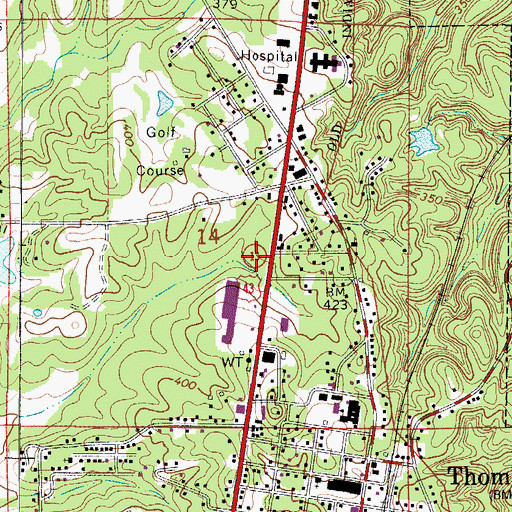 Topographic Map of Thomasville Plaza Shopping Center, AL