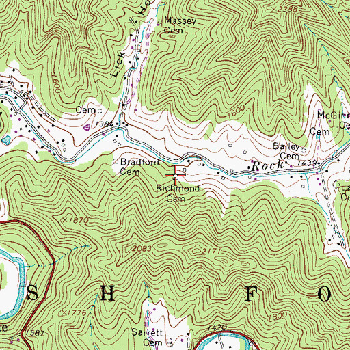 Topographic Map of Richmond Cemetery, WV