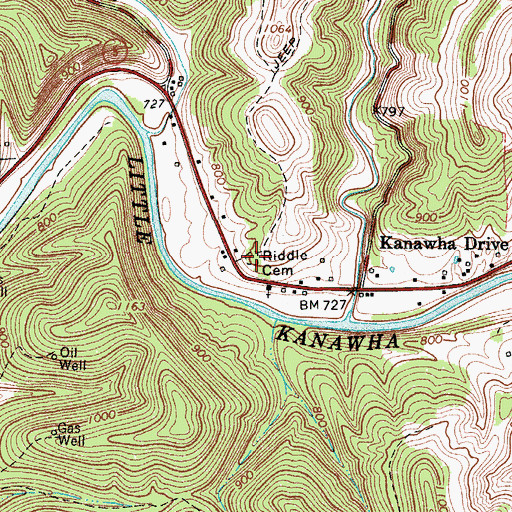 Topographic Map of Riddle Cemetery, WV