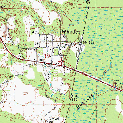 Topographic Map of Whatley Cemetery, AL