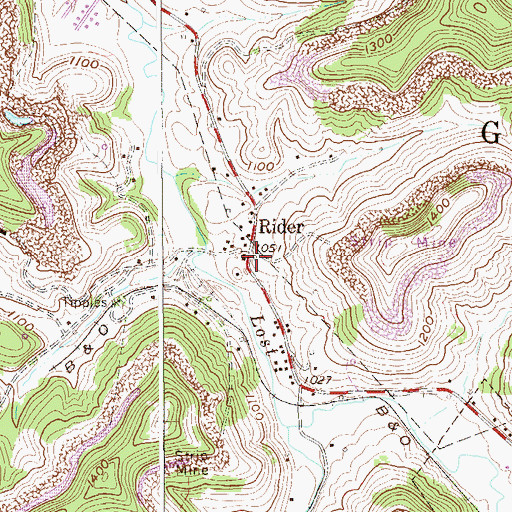 Topographic Map of Rider, WV