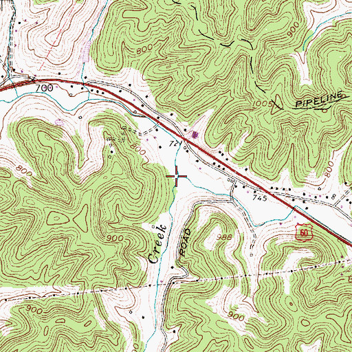 Topographic Map of Rider Creek, WV