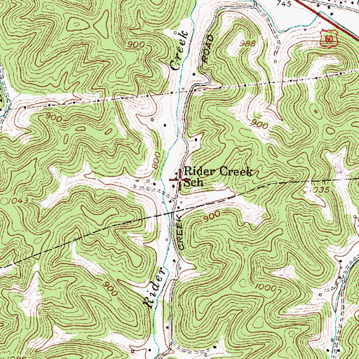 Topographic Map of Rider Creek School (historical), WV