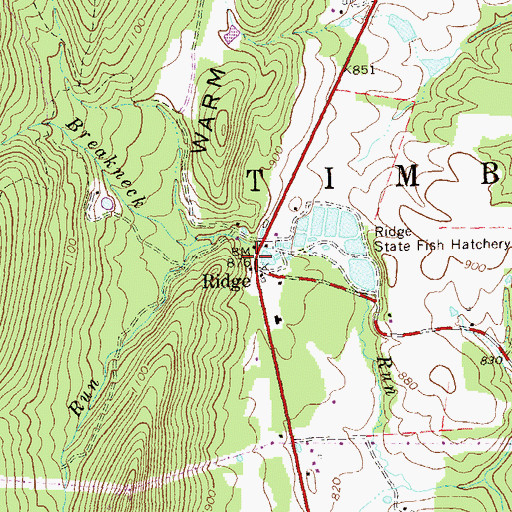 Topographic Map of Ridge, WV