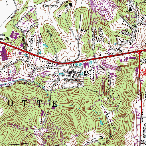 Topographic Map of Ridgelawn Memorial Park, WV