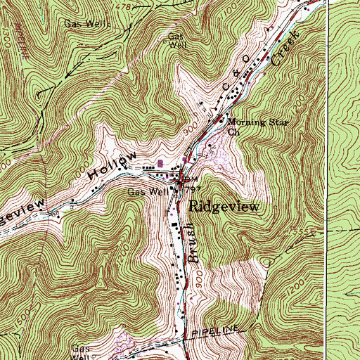 Topographic Map of Ridgeview, WV