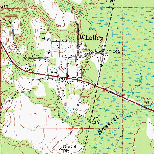 Topographic Map of Whatley First Assembly of God Church, AL