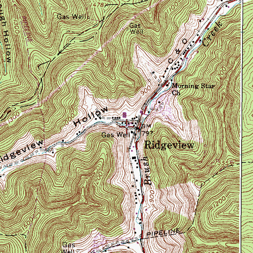 Topographic Map of Ridgeview Hollow, WV
