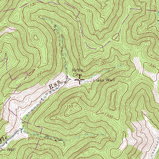 Topographic Map of Riffle Cemetery, WV