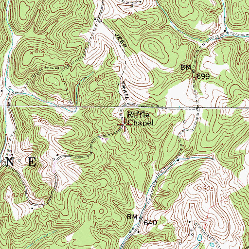 Topographic Map of Riffle Chapel, WV